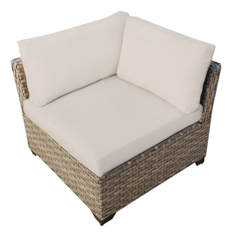 Afuera Living Contemporary Outdoor Wicker Corner Chair in Beige