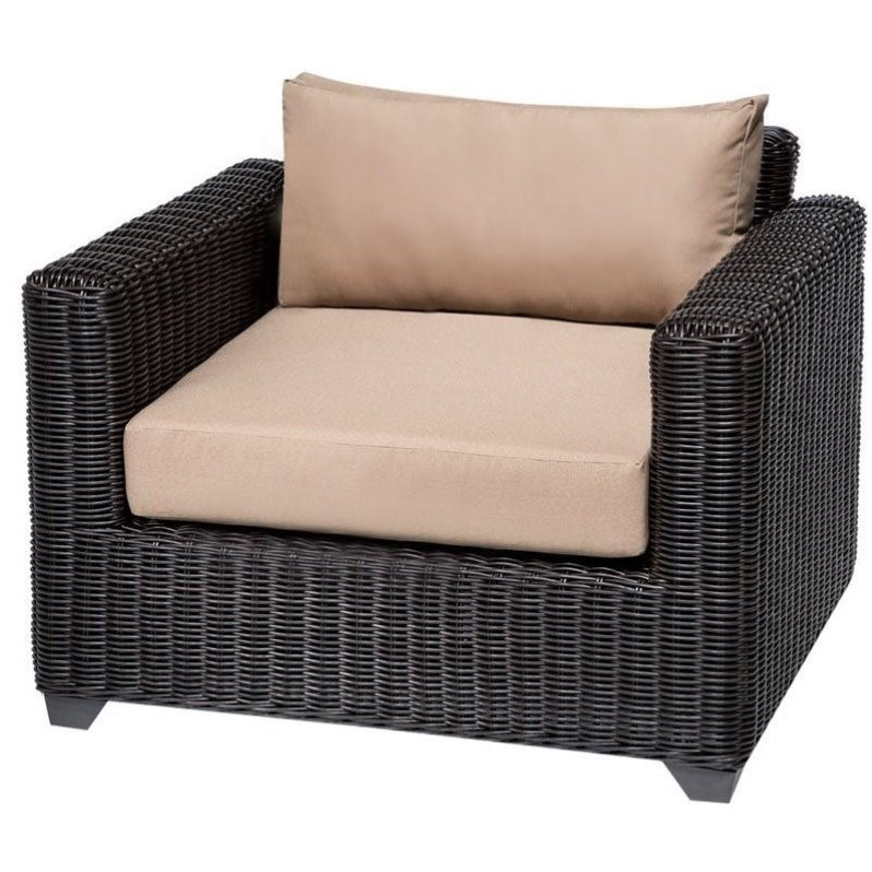 Afuera Living Contemporary Outdoor Wicker Club Chair in Wheat