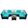 Afuera Living Contemporary 7 Piece Patio Wicker Sofa Set in Aruba