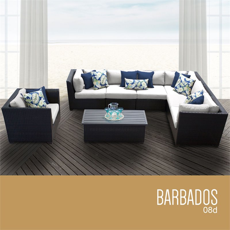 Afuera Living Contemporary 8-Piece Patio Wicker Sofa Set in White