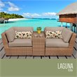 Afuera Living Contemporary 3-Piece Wicker Patio Loveseat in Tan