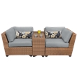 Afuera Living Contemporary 3-Piece Wicker Patio Loveseat in Gray