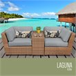 Afuera Living Contemporary 3-Piece Wicker Patio Loveseat in Gray