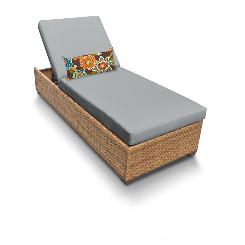 Afuera Living Contemporary Wicker Patio Chaise Lounge in Gray
