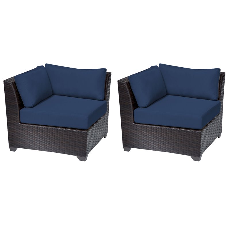 Afuera Living Contemporary Corner Patio Chair in Navy (Set of 2)