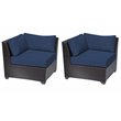Afuera Living Contemporary Corner Patio Chair in Navy (Set of 2)