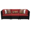 Afuera Living Contemporary Polyethylene Resin 3-Piece Wicker Patio Sofa in Red