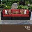 Afuera Living Contemporary Polyethylene Resin 3-Piece Wicker Patio Sofa in Red