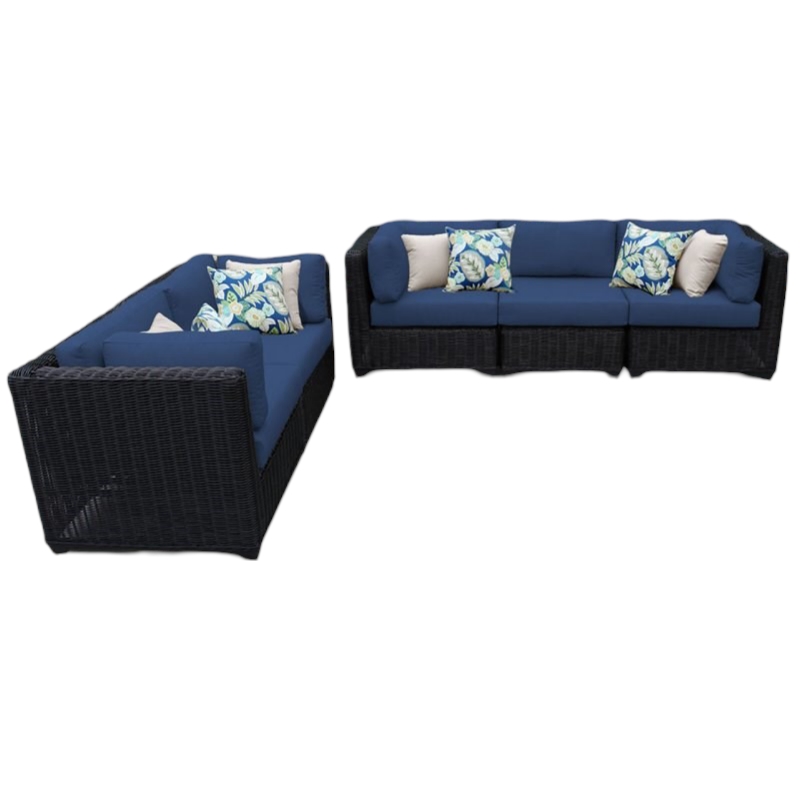 Afuera Living Contemporary 5-Piece Wicker Patio Sofa Set in Blue