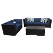 Afuera Living Contemporary 6-Piece Patio Wicker Sofa Set in Blue
