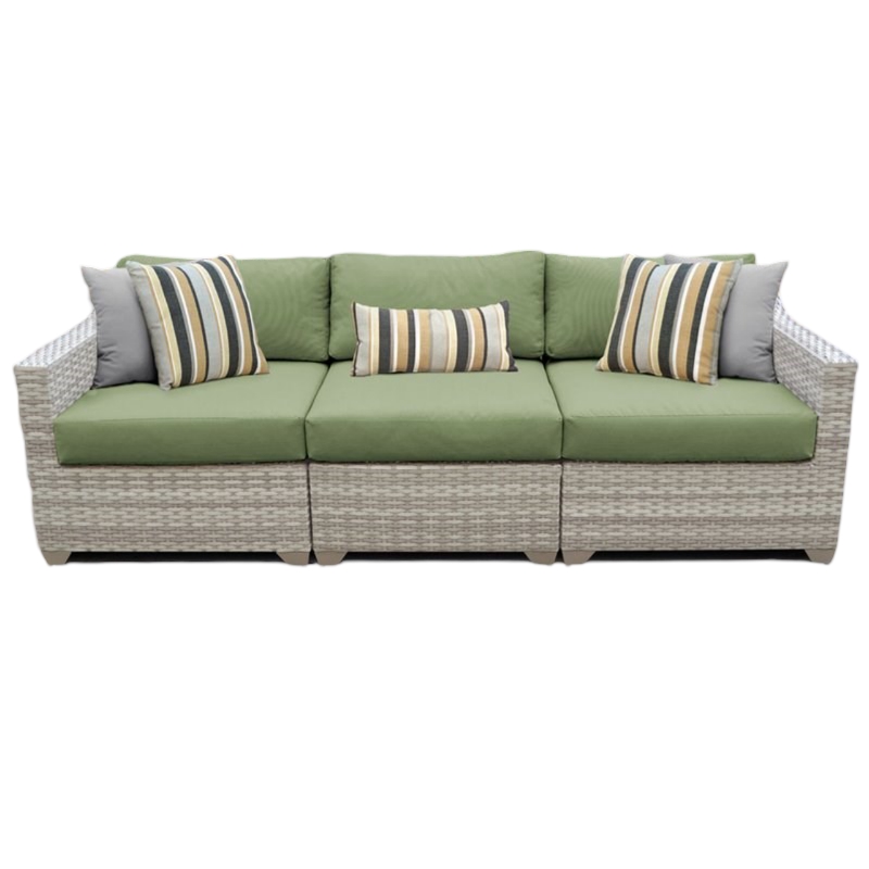 Afuera Living Contemporary 3-Piece Wicker Patio Sofa in Green