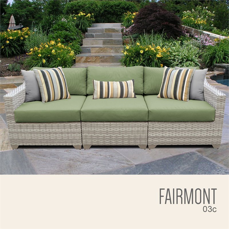 Afuera Living Contemporary 3-Piece Wicker Patio Sofa in Green