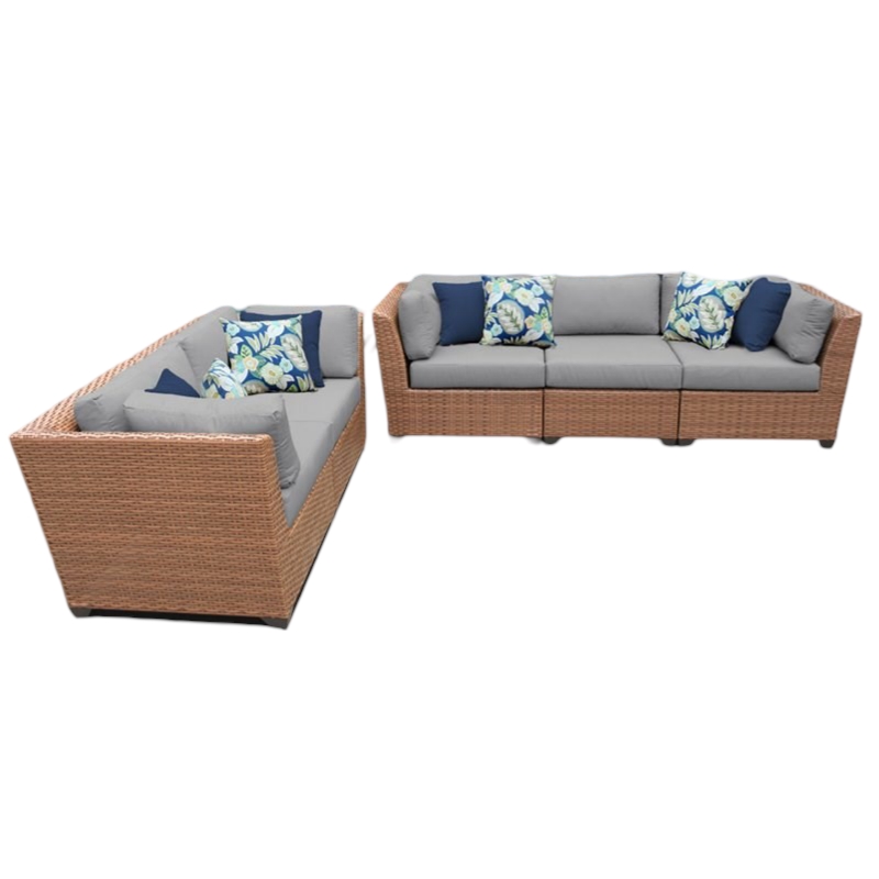 Afuera Living Contemporary 5-Piece Wicker Patio Sofa Set in Gray