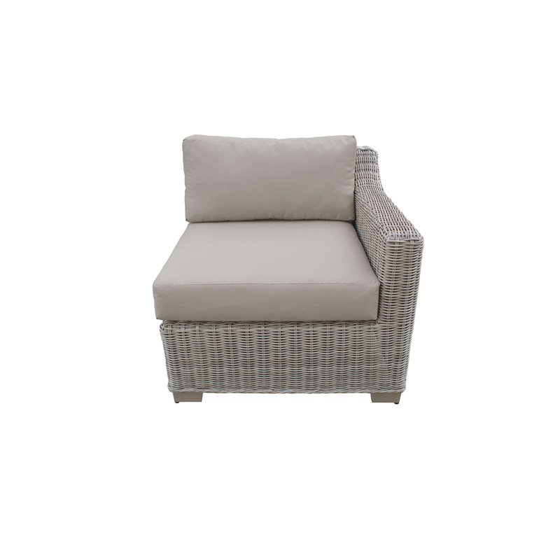 Afuera Living Contemporary Outdoor Wicker Patio Left Arm Sofa