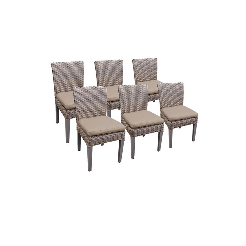 Afuera Living Contemporary Wicker / Rattan 6 Armless Dining Chairs in Wheat