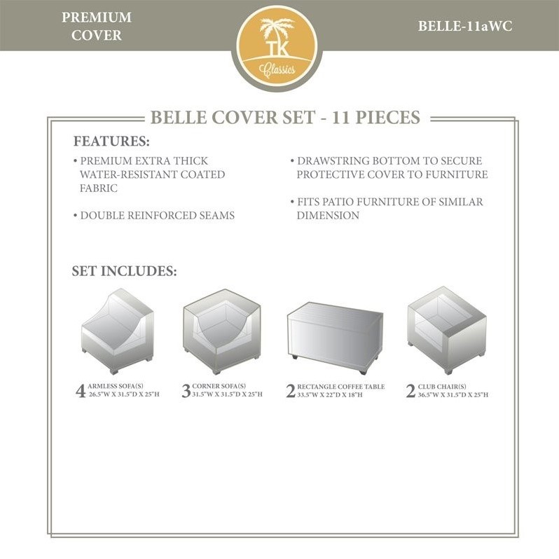 Afuera Living Contemporary 11 Piece All Weather Cover Set in Beige
