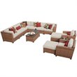 Afuera Living Contemporary 13 Piece Outdoor Wicker Sofa Set in Beige