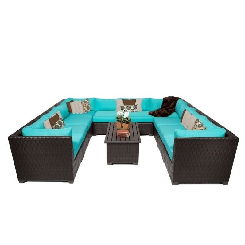 Afuera Living Contemporary 11 Piece Patio Wicker Sofa Set in Aruba