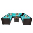 Afuera Living Contemporary 11 Piece Patio Wicker Sofa Set in Aruba