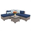 Afuera Living Contemporary 6 Piece Patio Wicker Sectional Set in Navy