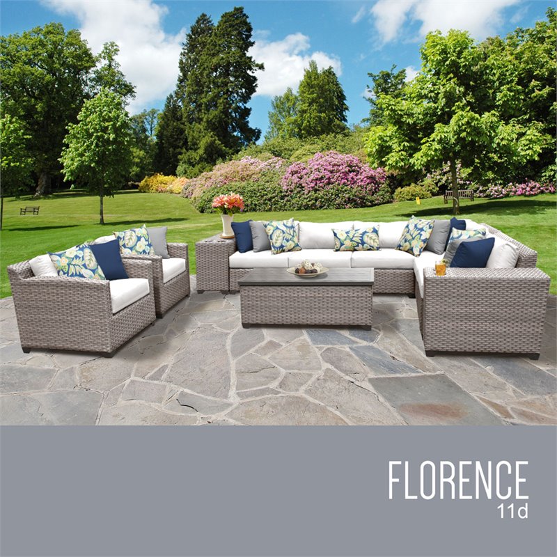 Afuera Living Contemporary 11-Piece Patio Wicker Sofa Set in White