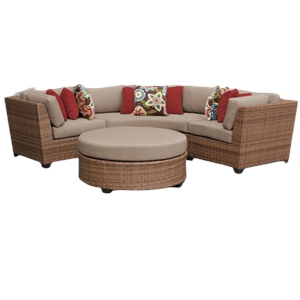 afuera living contemporary 4-piece wicker patio sectional set in tan