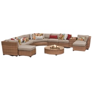 afuera living contemporary 11-piece wicker patio sectional set in tan