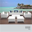 Afuera Living Contemporary 8-Piece Patio Sofa Set in White and Blue