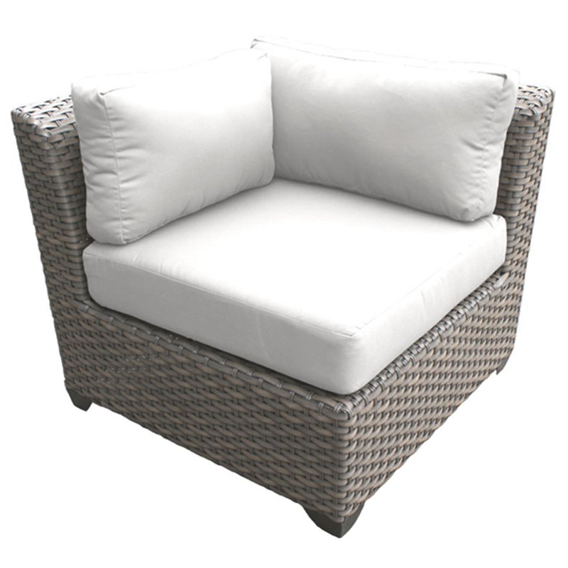 Afuera Living Contemporary Corner Patio Chair in White (Set of 2)
