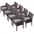 Afuera Living Contemporary Patio Dining Arm Chair in Gray (Set of 8)
