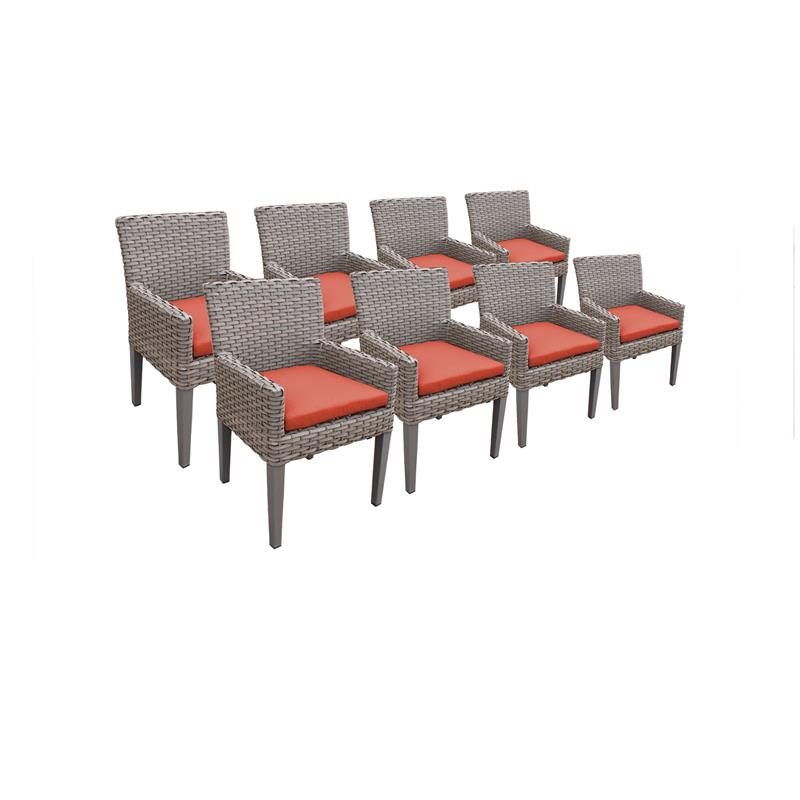 Afuera Living Contemporary 8 Dining Chairs With Arms in Tangerine