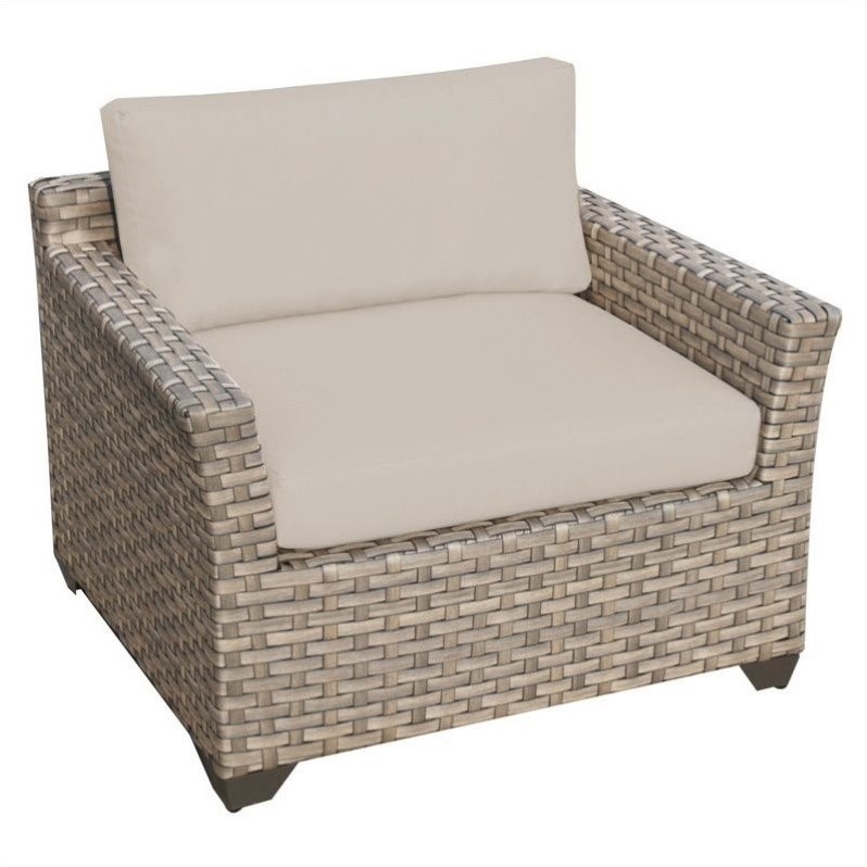 Afuera Living Outdoor Traditional Wicker Club Chair in Beige