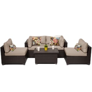 afuera living 5-piece hand woven wicker patio sofa set in tan