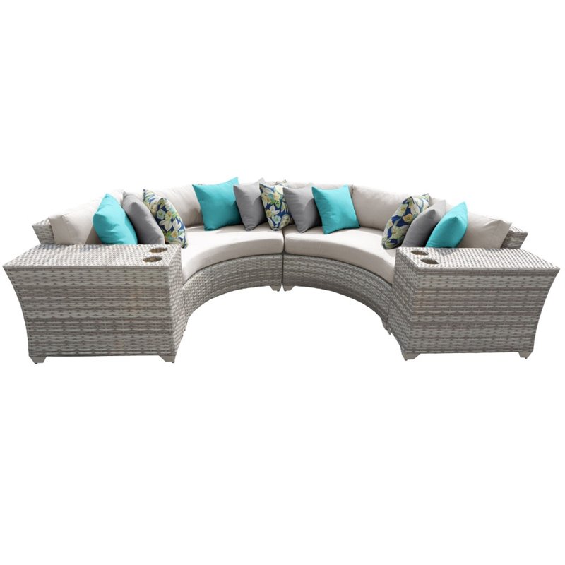 Afuera Living Contemporary 4-Piece Patio Wicker Sectional Set in Beige