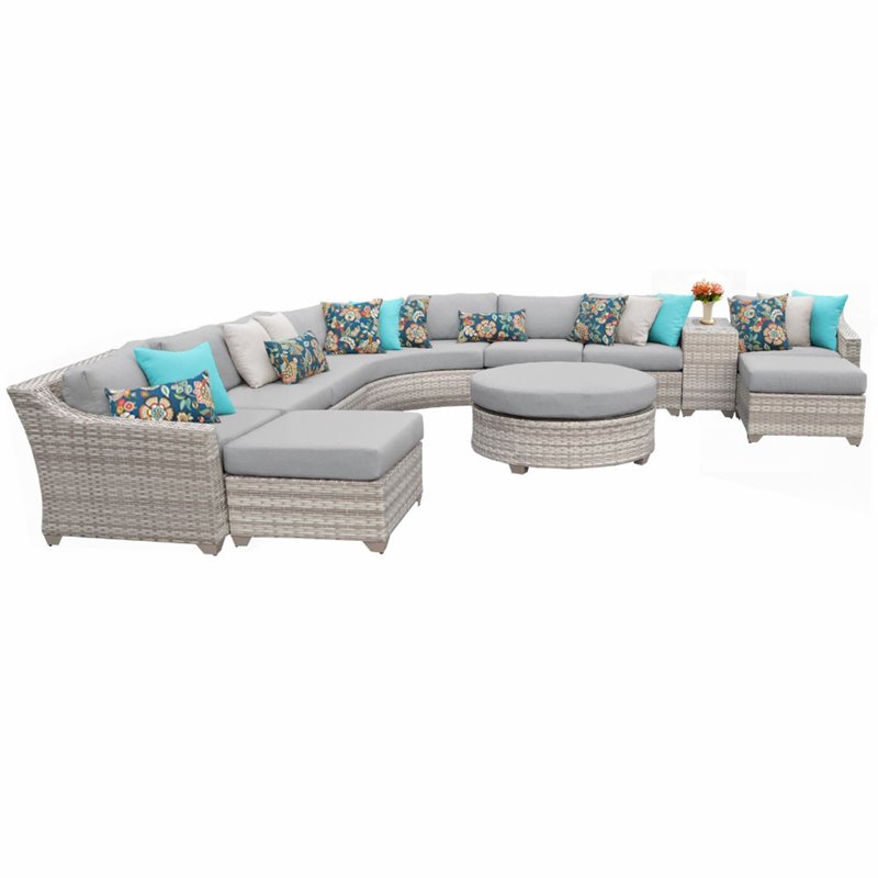 Afuera Living Contemporary 11 Piece Patio Wicker Sectional Set in Gray