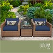 Afuera Living Contemporary 3-Piece Patio Wicker Conversation Set in Navy