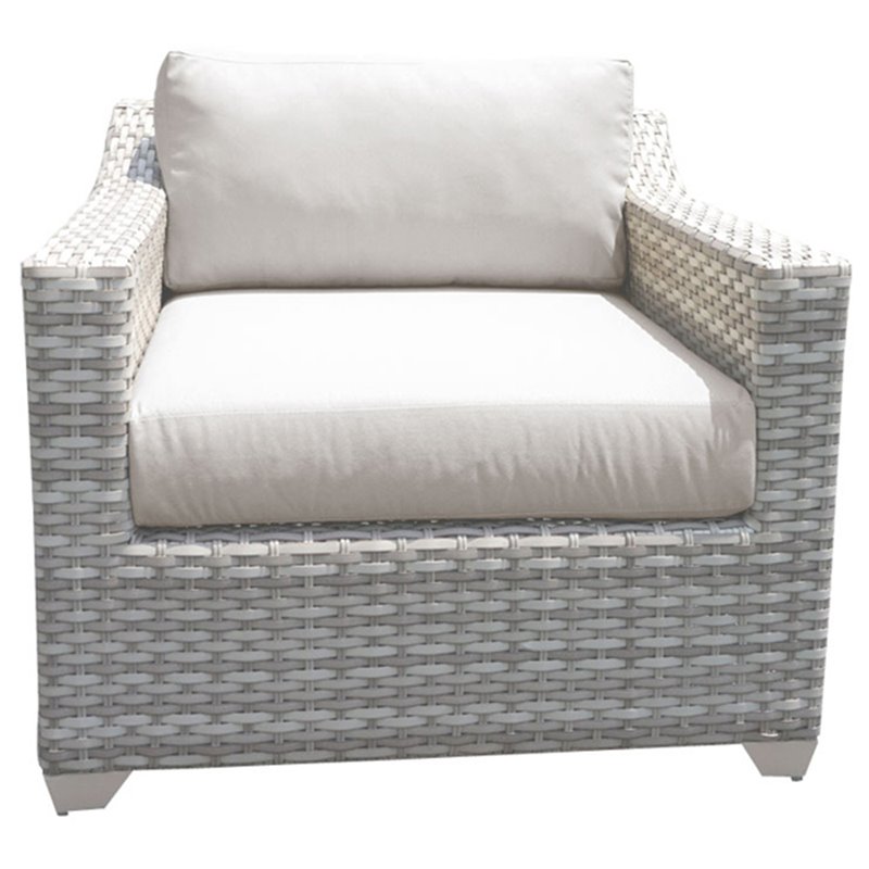 Afuera Living Contemporary Traditional Wicker Patio Club Chair in Beige