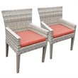Afuera Living Contemporary Patio Dining Arm Chair in Orange (Set of 2)