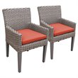 Afuera Living Contemporary Patio Dining Arm Chair in Orange (Set of 2)
