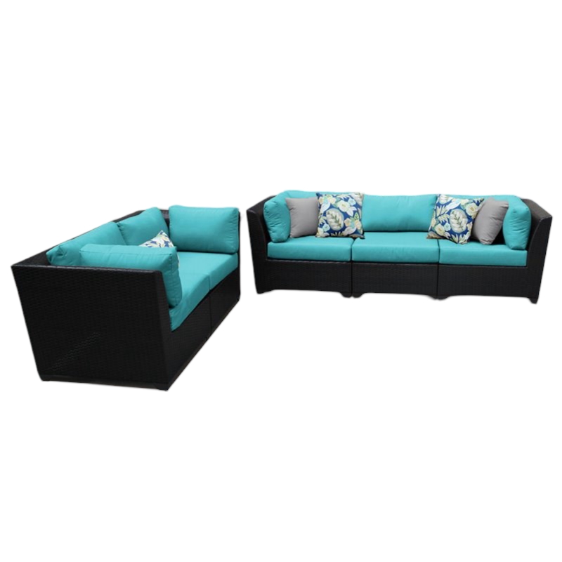 Afuera Living Contemporary 5-Piece Patio Wicker Sofa Set in Turquoise