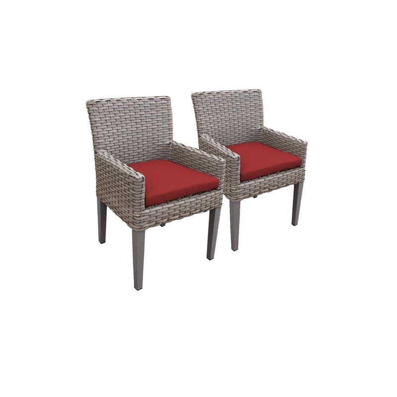 Afuera Living Contemporary 2 Oasis Dining Chairs With Arms in Terracotta