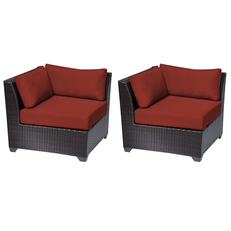 Afuera Living Outdoor Wicker Corner Chair in Terracotta (Set of 2)