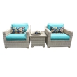 Afuera Living 3-Piece Patio Wicker Conversation Set in Turquoise