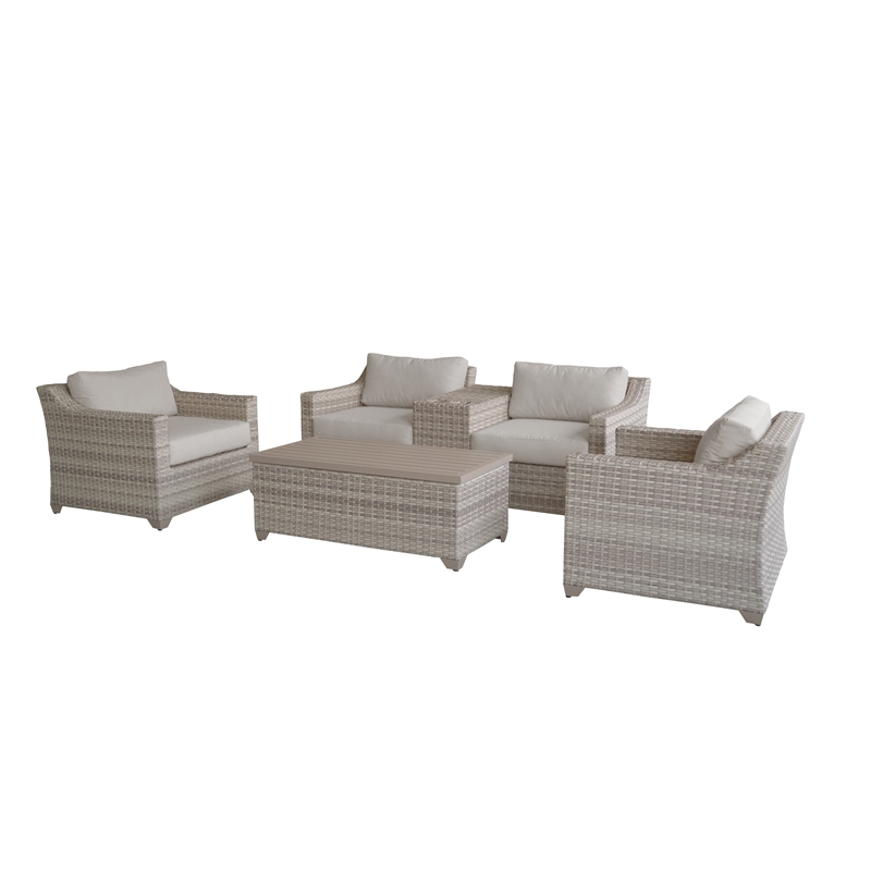 Afuera Living 6 Piece Outdoor Seating Group with Cushions in Beige