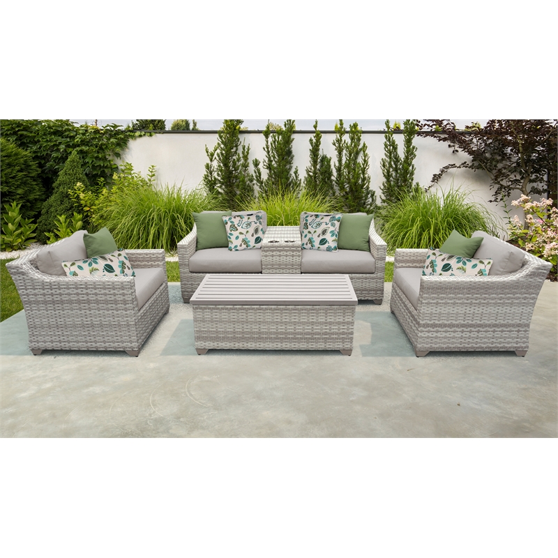 Afuera Living 6 Piece Outdoor Seating Group with Cushions in Beige