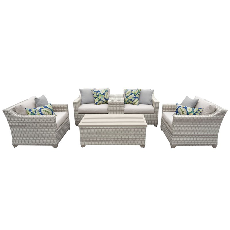 Afuera Living 6 Piece Outdoor Seating Group with Cushions in Beige