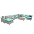 Afuera Living 14 Piece Patio Wicker Sectional Set in Turquoise