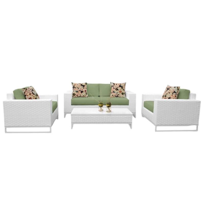 Afuera Living 5-Piece Wicker Patio Sofa Set in Green and White