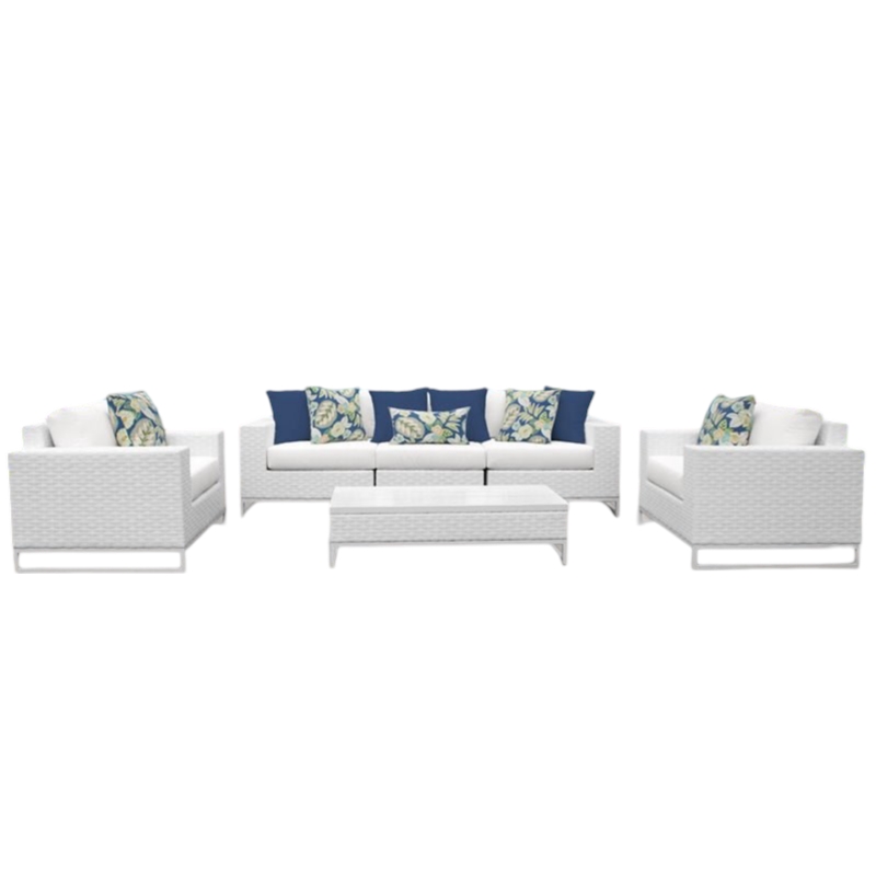 Afuera Living 6-Piece Hand Woven Wicker Patio Sofa Set in White
