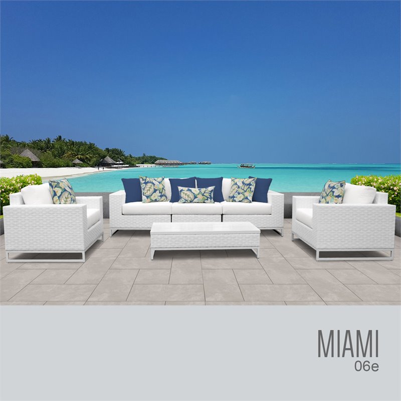 Afuera Living 6-Piece Hand Woven Wicker Patio Sofa Set in White